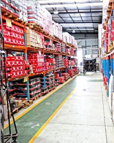 FoxAir Portable air cooler in an industrial warehouse