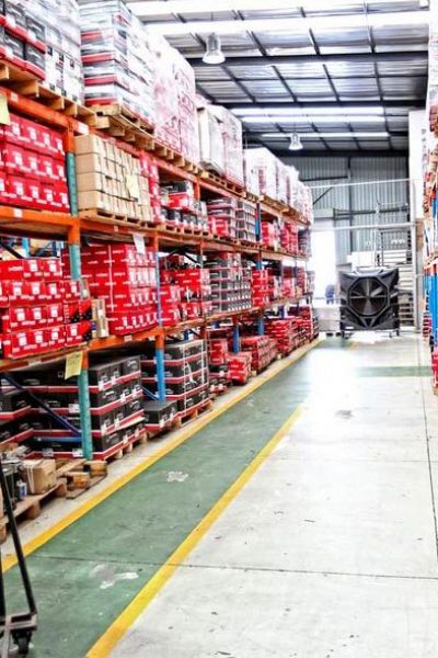 FoxAir Portable air cooler in an industrial warehouse