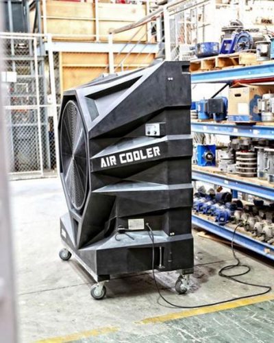 Portable air coolers in a warehouse/workshop