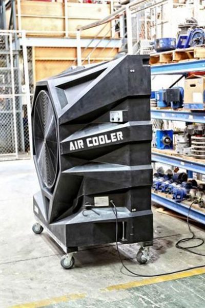 Portable air coolers in a warehouse/workshop